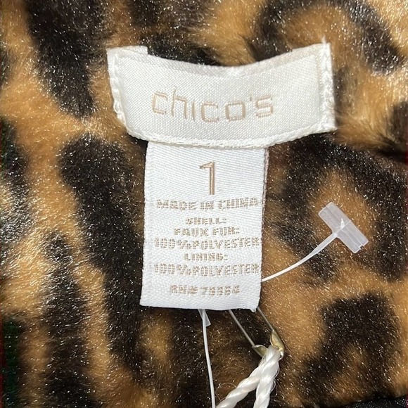 CHICO’S Soft Animal Perla 3/4 Sleeve Jacket Blazer Faux Fur Animal Print NWT - Picture 6 of 7